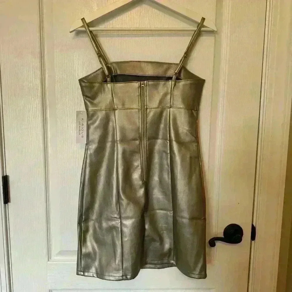 Kirious Los Angeles womens dress Medium pewter metallic mini basic cocktail - Picture 2 of 7